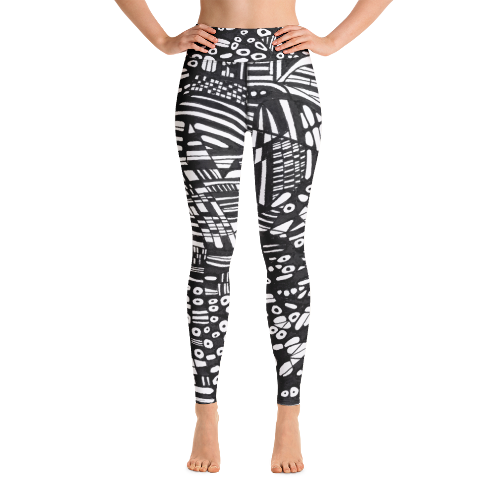 Pants: black and white striped yoga yoga workout leggings